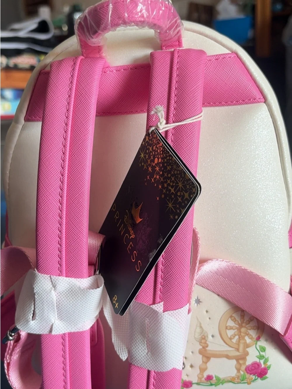 Loungefly White and Hot Pink Sequin Castle Mini Backpack